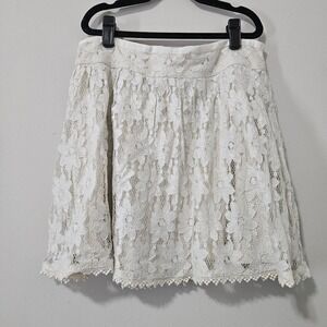 American Eagle Women's Juniors Ivory Lace Lined Skirt w/Silver Thread Size 4